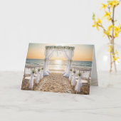 Sunset Beach Wedding Congratulations カード (黄色い花)
