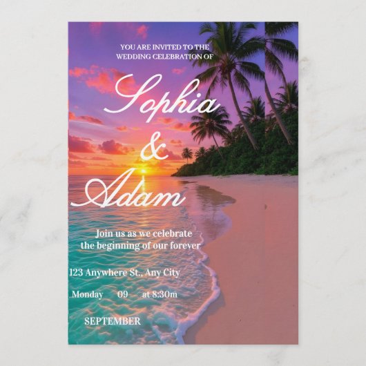 Sunset Beach Wedding Invitation 招待状 (正面)