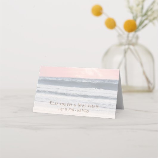 Sunset Beach Wedding | Oceanside Wedding プレイスカード (裏面)