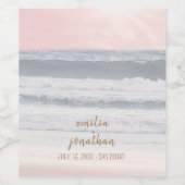 Sunset Beach Wedding | Oceanside Wedding ワインラベル (シングルラベル)