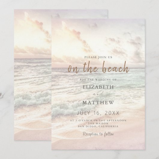 Sunset Beach Wedding | Oceanside Wedding 招待状 (正面/裏面)