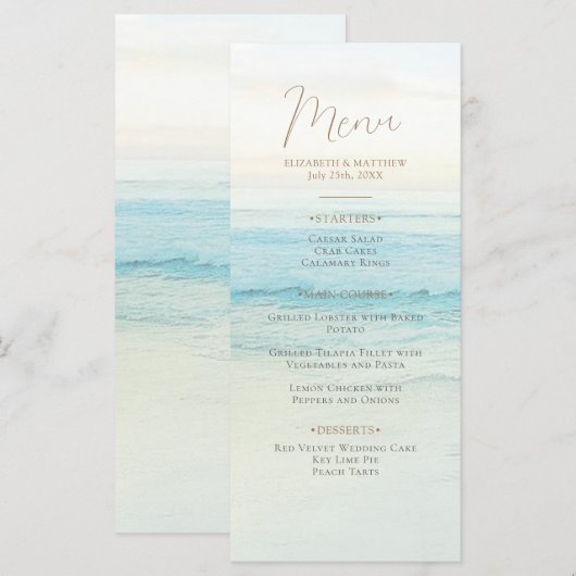 Sunset Beach Wedding | Seaside Beach Wedding メニュー (正面/裏面)