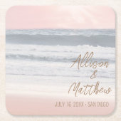 Sunset Beach Wedding | Seaside Wedding スクエアペーパーコースター (正面)