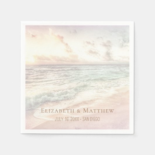 Sunset Beach Wedding | Seaside Wedding スタンダードカクテルナプキン (正面)