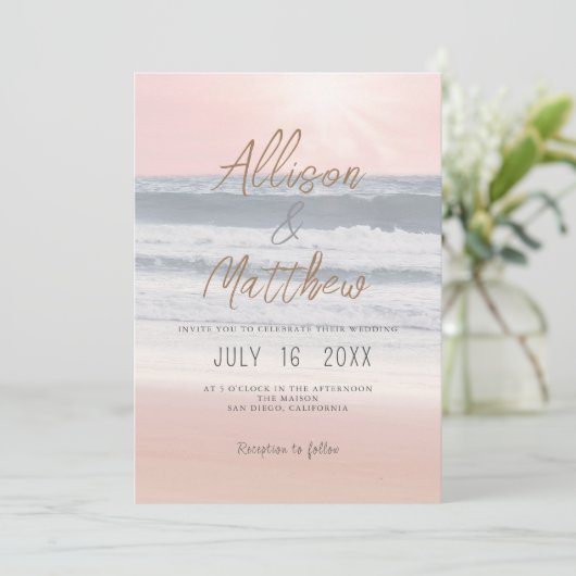 Sunset Beach Wedding | Seaside Wedding 招待状 (スタンド正面)