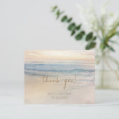 Sunset Beach Wedding Thank you Postcard ポストカード (スタンド正面)