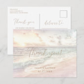 Sunset Beach Wedding Thank you Postcard ポストカード (正面/裏面)