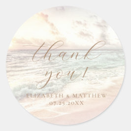 Sunset Beach Wedding | Thank You Sticker ラウンドシール