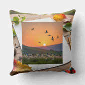 Sunset Birds Illustration on Drawing Sheet クッション (裏面)