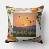 Sunset Birds Illustration on Drawing Sheet クッション (正面)