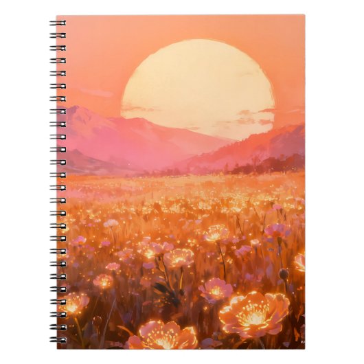 Sunset Bloom Spiral Notebook ノートブック (正面)