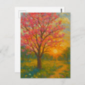 Sunset Blossom Path – Impressionist Garden ポストカード (正面/裏面)