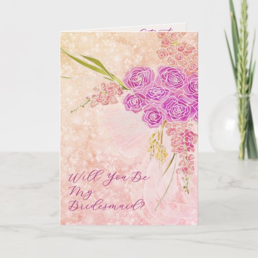 Sunset blush Bow Bright rose Bouquet  カード (正面)