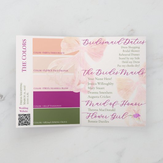 Sunset blush Bow Bright rose Bouquet  カード (内部)