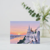 Sunset Budapest Hungary Fisherman's Bastion Travel ポストカード (スタンド正面)