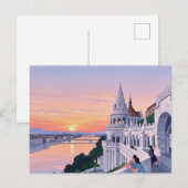Sunset Budapest Hungary Fisherman's Bastion Travel ポストカード (正面/裏面)