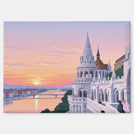 Sunset Budapest Hungary Fisherman's Bastion Travel マグネット (正面)