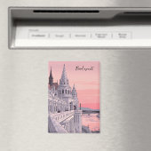 Sunset Budapest Hungary Fisherman's Bastion Travel マグネット (インサイチュ (食洗機))