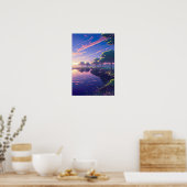 Sunset by the Riverbank – デジタルアニメアート ポスター (キッチン)