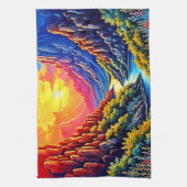  Sunset Canyon River Art キッチンタオル (縦)