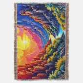  Sunset Canyon River Art スローブランケット (正面縦)