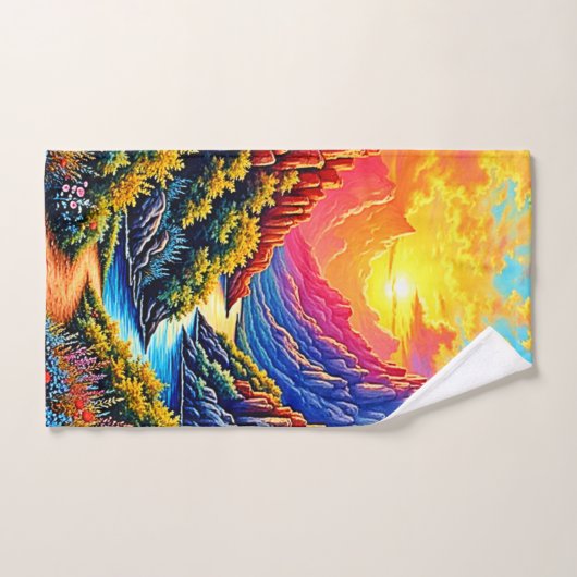  Sunset Canyon River Art バスタオルセット (ハンドタオル)
