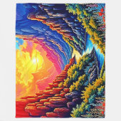  Sunset Canyon River Art フリースブランケット (正面)