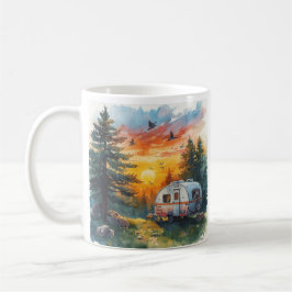 Sunset Caravan Camping Illustration Mug コーヒーマグカップ