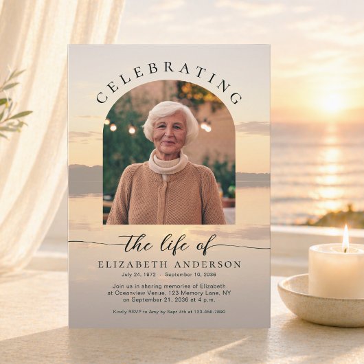Sunset Celebration of Life Photo Invitation 招待状