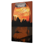 Sunset City Skyline Silhouette Watercolor Spiral N クリップボード (左)