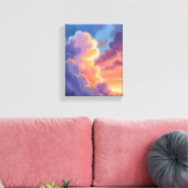 Sunset Clouds | Watercolor Sky Painting Colorful キャンバスプリント (インサイチュ (リビング))