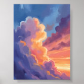 Sunset Clouds | Watercolor Sky Painting Colorful ポスター (正面)
