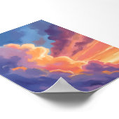 Sunset Clouds | Watercolor Sky Painting Colorful ポスター (角)