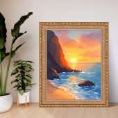 Sunset Coast | Beach Ocean Waves ポスター