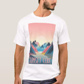 Sunset Code: Digital Mountain Sunset T-Shirt Tシャツ (正面)
