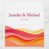 Sunset Color Waves Modern Wedding ワインラベル (シングルラベル)