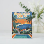 Sunset Corfu Greece Travel ポストカード (スタンド正面)