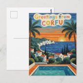 Sunset Corfu Greece Travel ポストカード (正面/裏面)