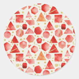 Sunset Crimson & Rust Watercolor Geometric Pattern ラウンドシール