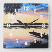 Sunset Dock スクエア壁時計 (正面)