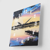 Sunset Dock スクエア壁時計 (傾斜)