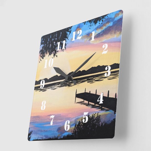 Sunset Dock スクエア壁時計 (傾斜)