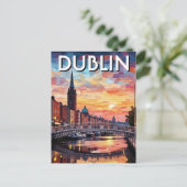 Sunset Dublin Ireland Travel ポストカード (スタンド正面)