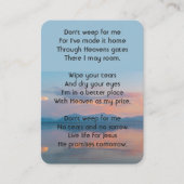 Sunset Evening Sky Dusk Memorial Pocket Keepsake 名刺 (正面)