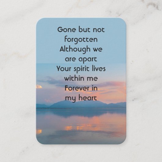 Sunset Evening Sky Dusk Memorial Pocket Keepsake 名刺 (正面)