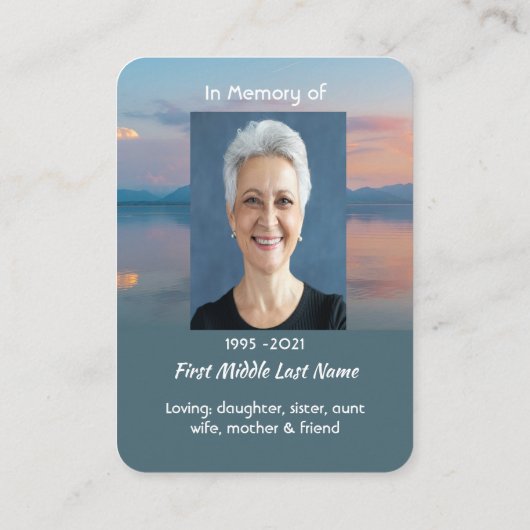 Sunset Evening Sky Dusk Memorial Pocket Keepsake 名刺 (裏面)