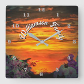 Sunset Family 2584 スクエア壁時計 (正面)