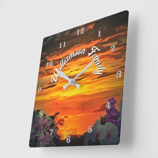 Sunset Family 2584 スクエア壁時計 (傾斜)