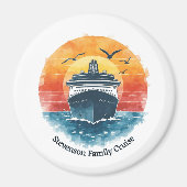 Sunset Family Name Vacation Cruise Ship Keepsake マグネット (正面)