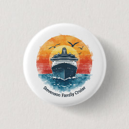 Sunset Family Name Vacation Cruise Ship Keepsake 缶バッジ